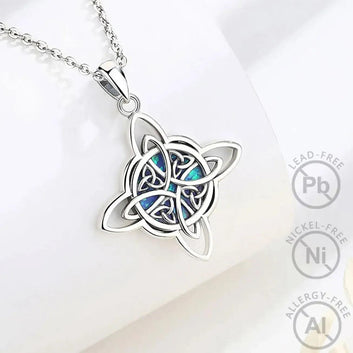 925 Sterling Silver Witch Celtic Knot Necklace Wicca Amulet Necklace Witchcraft Jewelry