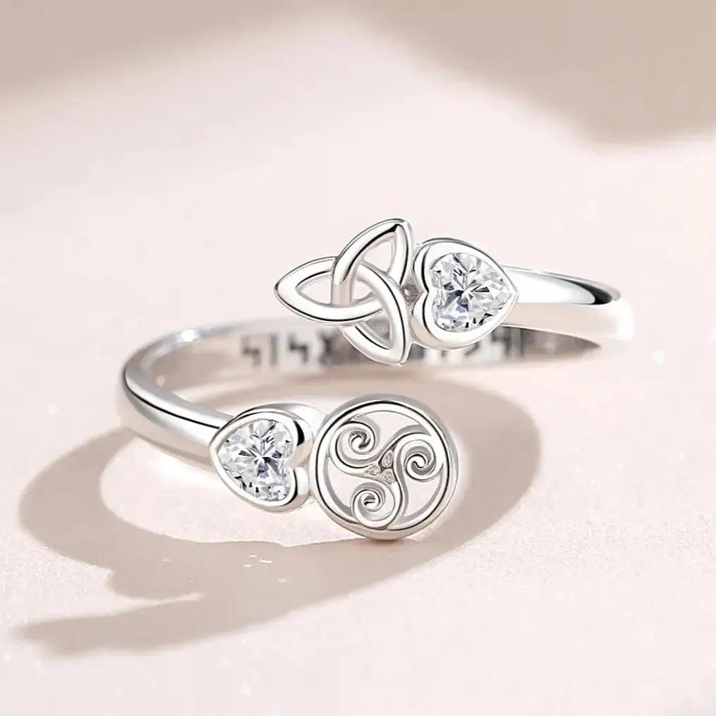 925 Sterling Silver Witch Celtic Knot Triskelion Viking Runes Ring Wicca Pagan Jewelry-MoonChildWorld