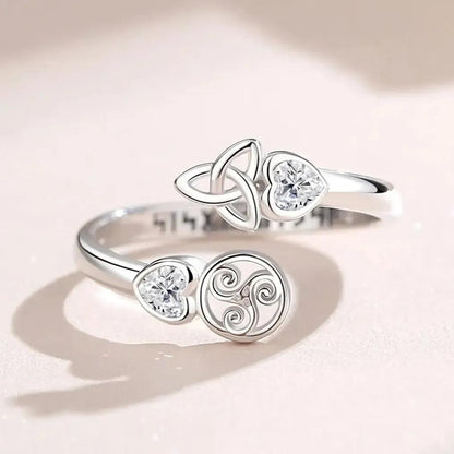 925 Sterling Silver Witch Celtic Knot Triskelion Viking Runes Ring Wicca Pagan Jewelry-MoonChildWorld