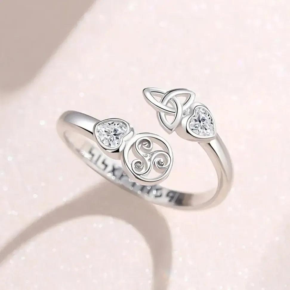 925 Sterling Silver Witch Celtic Knot Triskelion Viking Runes Ring Wicca Pagan Jewelry-MoonChildWorld