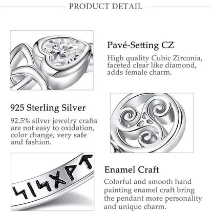 925 Sterling Silver Witch Celtic Knot Triskelion Viking Runes Ring Wicca Pagan Jewelry-MoonChildWorld