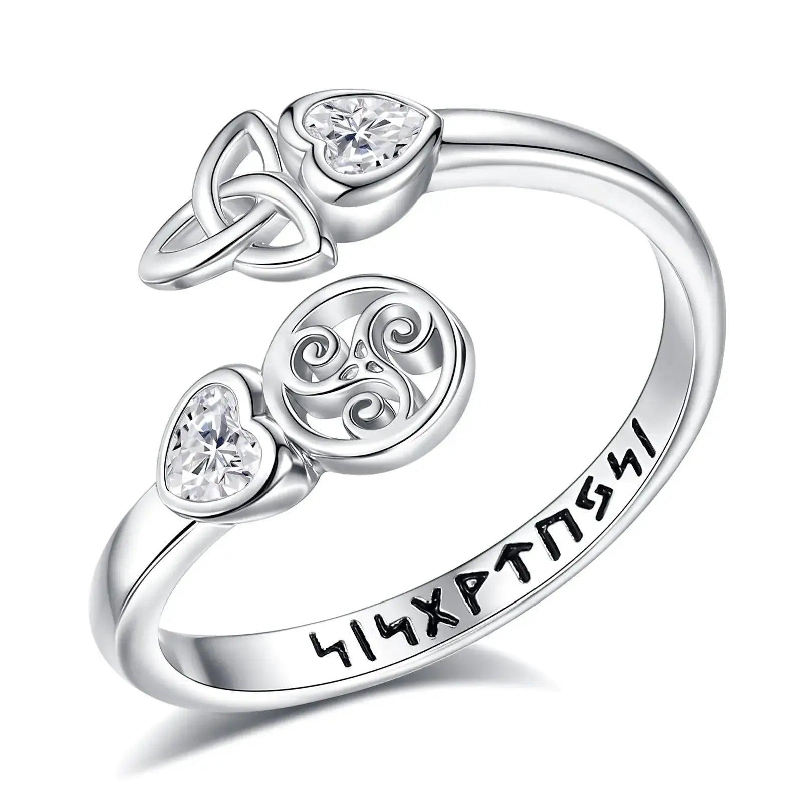 925 Sterling Silver Witch Celtic Knot Triskelion Viking Runes Ring Wicca Pagan Jewelry-MoonChildWorld