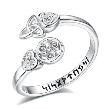 925 Sterling Silver Witch Celtic Knot Triskelion Viking Runes Ring Wicca Pagan Jewelry-MoonChildWorld