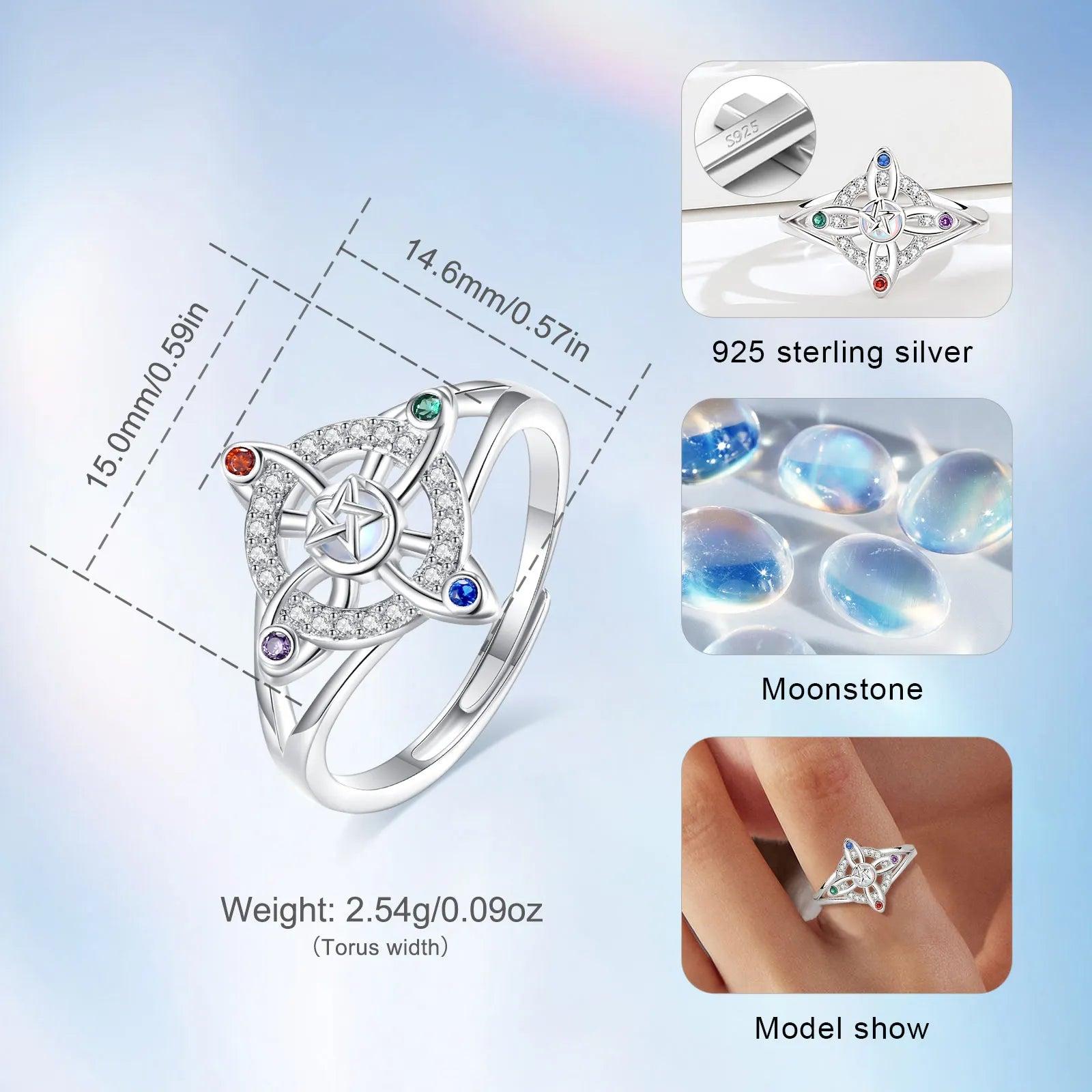 925 Sterling Silver Witch Knot Ring – Adjustable Celtic Knot 