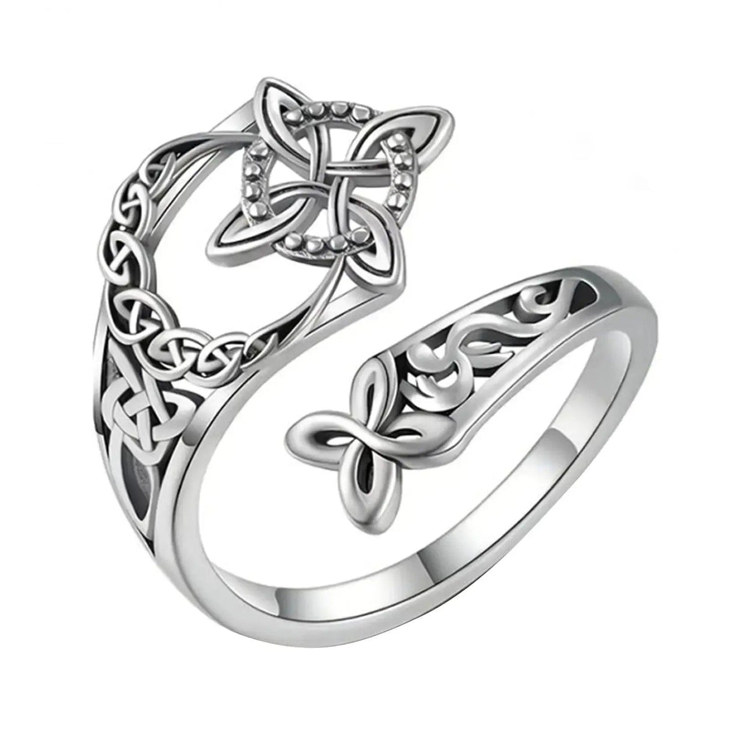 925 Sterling Silver Witch Knot Ring - Adjustable Celtic Knot Protection Jewelry for Wiccans & Pagans"-MoonChildWorld