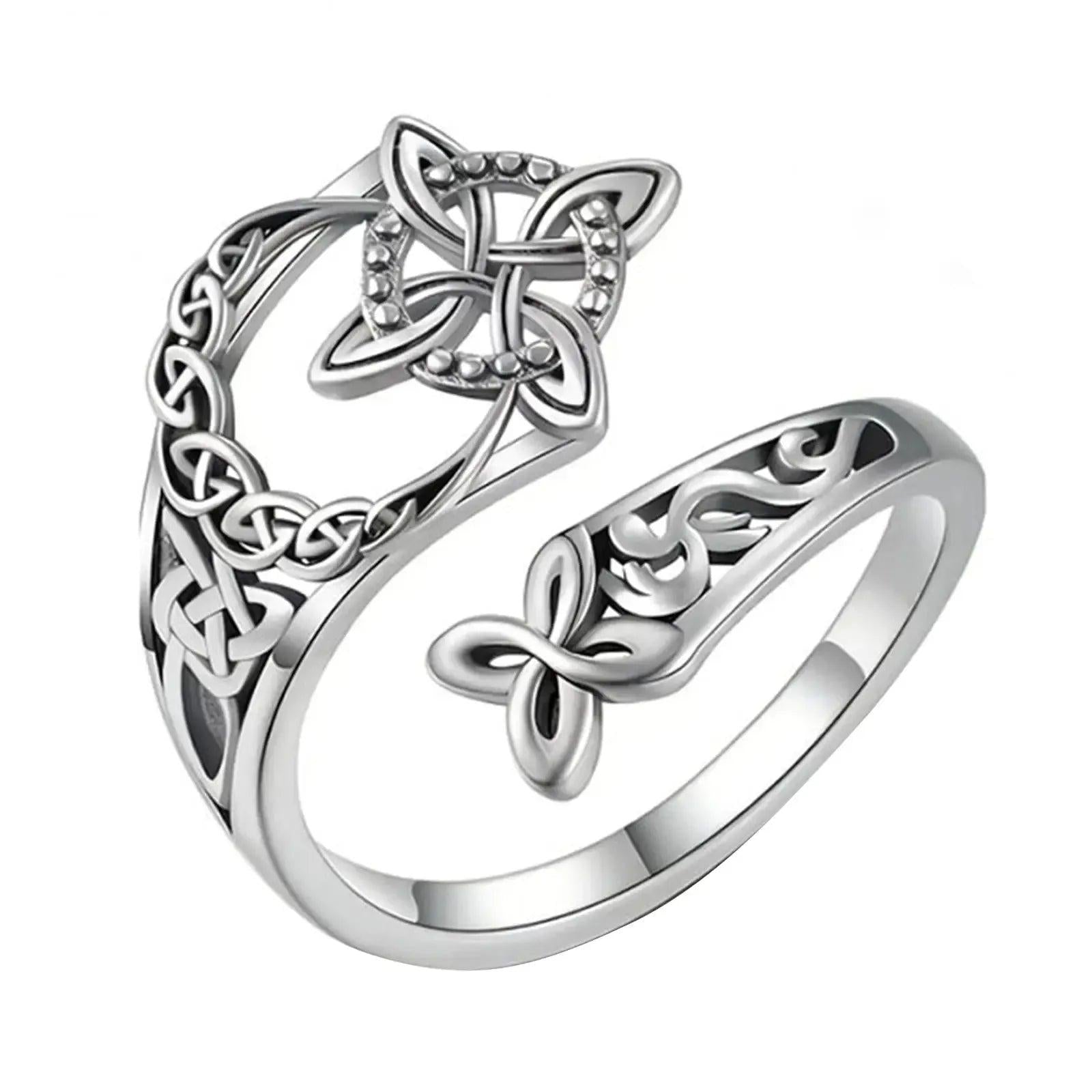 925 Sterling Silver Witch Knot Ring - Adjustable Celtic Knot Protection Jewelry for Wiccans & Pagans"-MoonChildWorld
