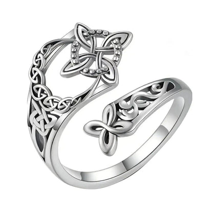 925 Sterling Silver Witch Knot Ring - Adjustable Celtic Knot Protection Jewelry for Wiccans & Pagans"-MoonChildWorld