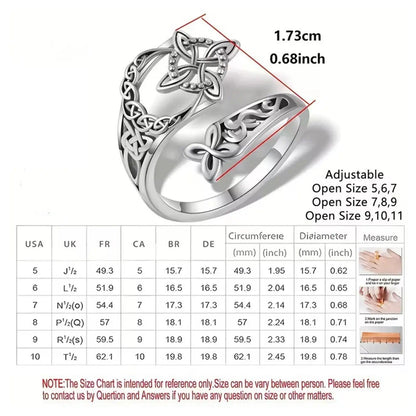 925 Sterling Silver Witch Knot Ring - Adjustable Celtic Knot Protection Jewelry for Wiccans & Pagans-MoonChildWorld