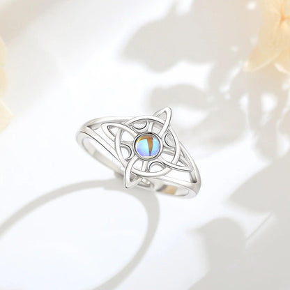 925 Sterling Silver Witchcraft Celtic Knot Witch Ring Wicca Pagan Jewelry Protection Amulet-MoonChildWorld