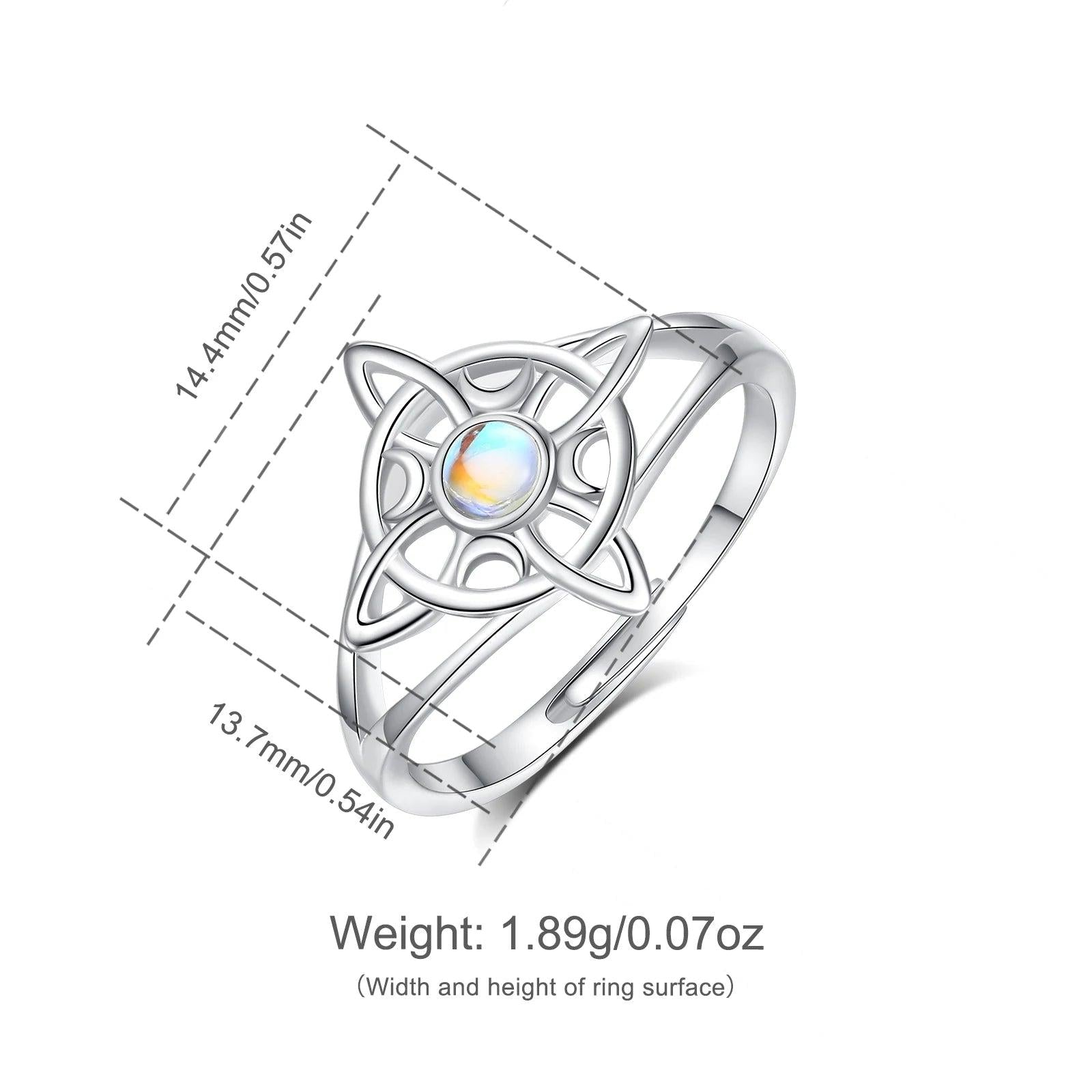 925 Sterling Silver Witchcraft Celtic Knot Witch Ring Wicca Pagan Jewelry Protection Amulet-MoonChildWorld