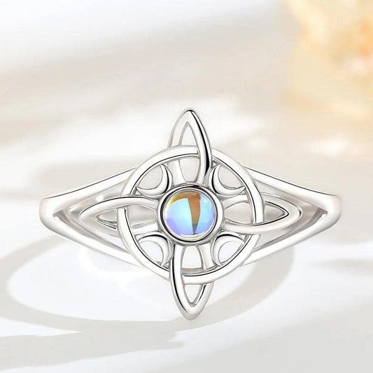 925 Sterling Silver Witchcraft Celtic Knot Witch Ring Wicca Pagan Jewelry Protection Amulet-MoonChildWorld