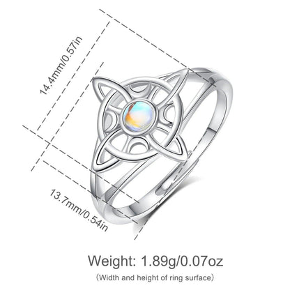 925 Sterling Silver Witchcraft Celtic Knot Witch Ring Wicca Pagan Jewelry Protection Amulet-MoonChildWorld