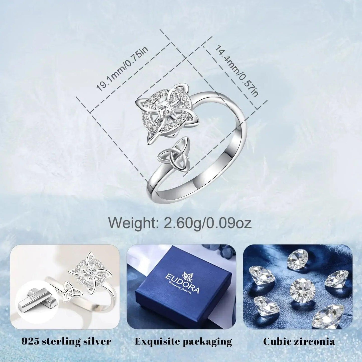 925 Sterling Silver Witches Knot Adjustable Ring Celtic Knot Ring Wicca Pagan Jewelry Gift-MoonChildWorld