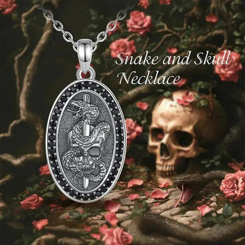 925 Sterling Silver Witchy Skull Sword Snake Gothic Necklace Witch Jewelry-MoonChildWorld