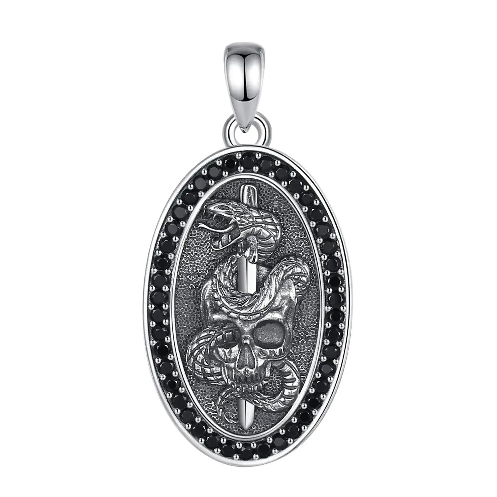 925 Sterling Silver Witchy Skull Sword Snake Gothic Necklace Witch Jewelry-MoonChildWorld