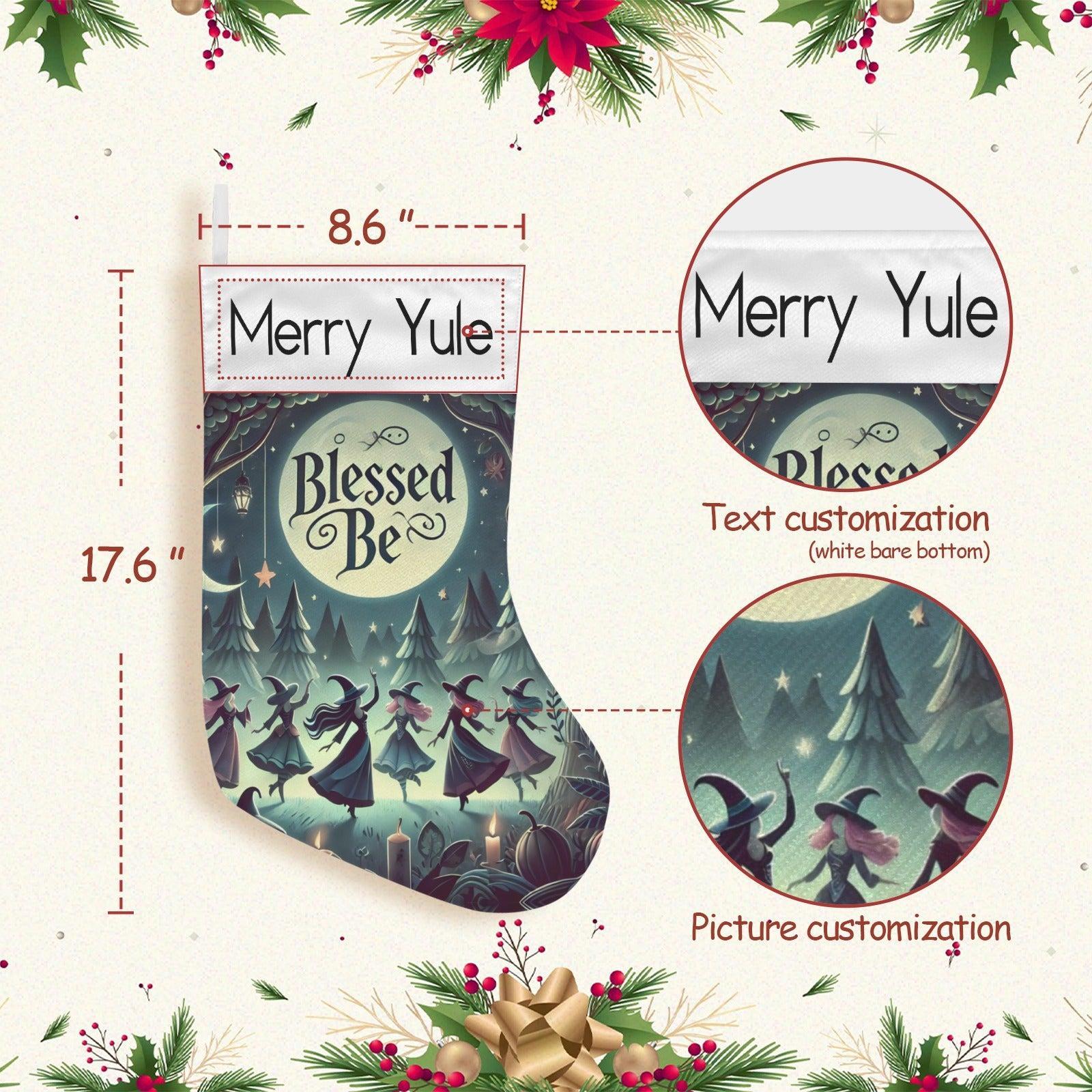 Moonlit Witch Blessed Yule Wicca Christmas Stocking for Yule Decorations-MoonChildWorld