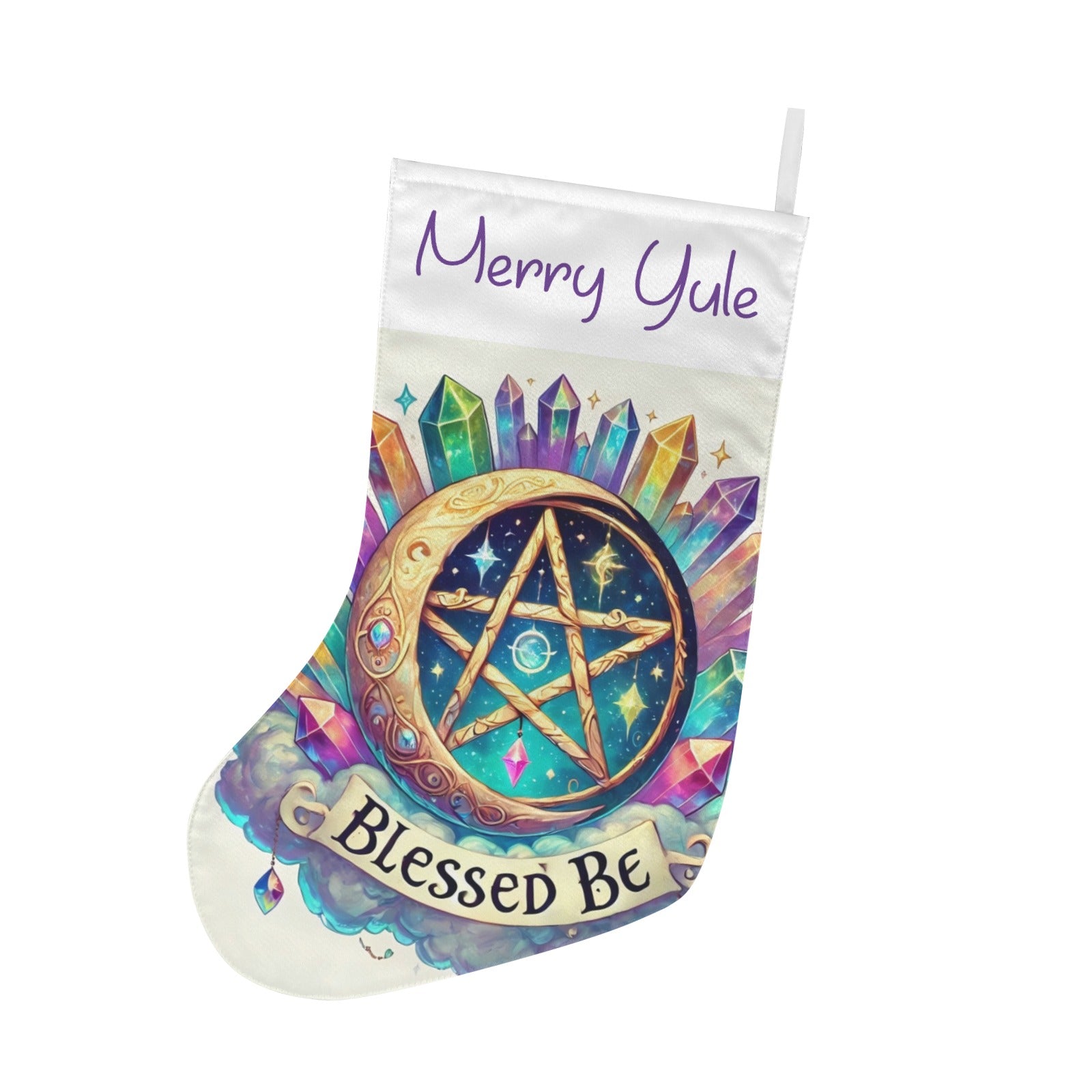 Wicca Moon Pentacle Pagan Christmas Stocking for Yule Decorations-MoonChildWorld