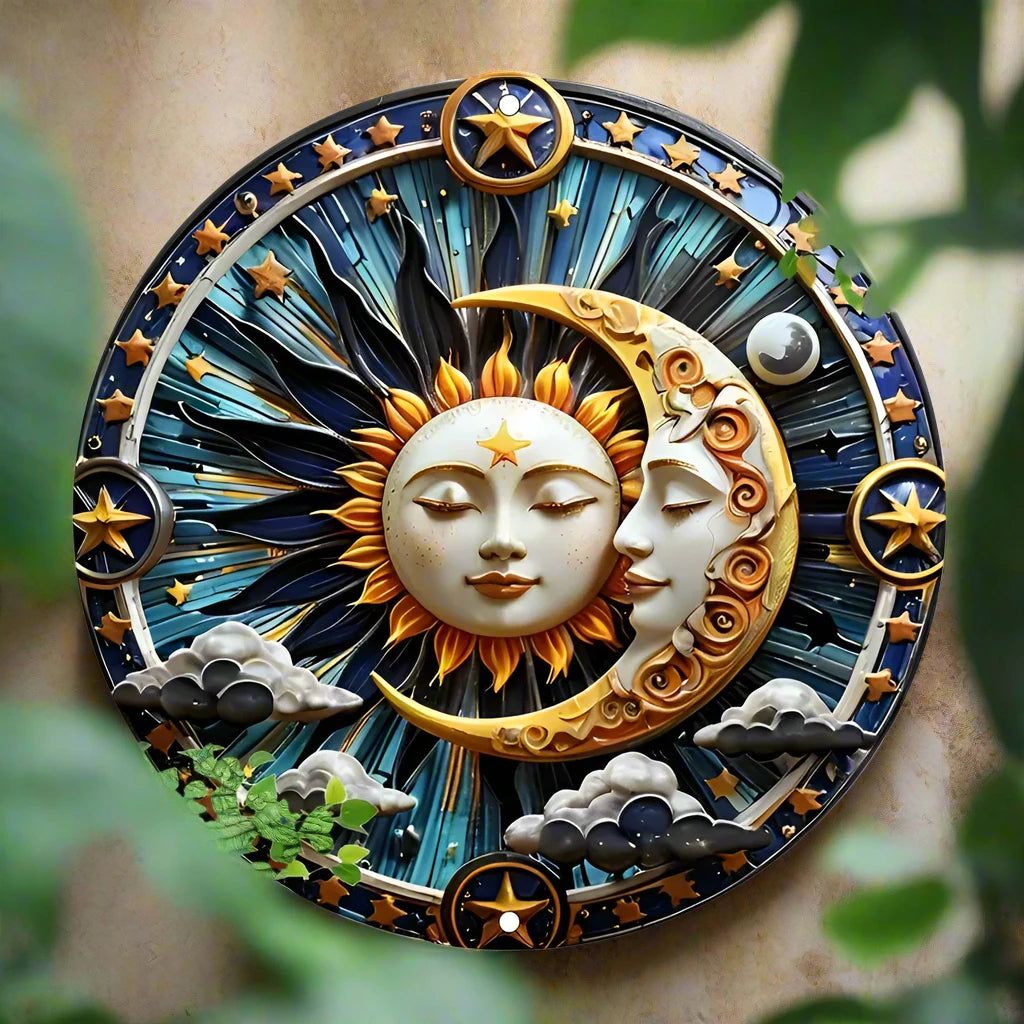 Sun Moon Metal Sign Celestial Goddess Home Decor-MoonChildWorld