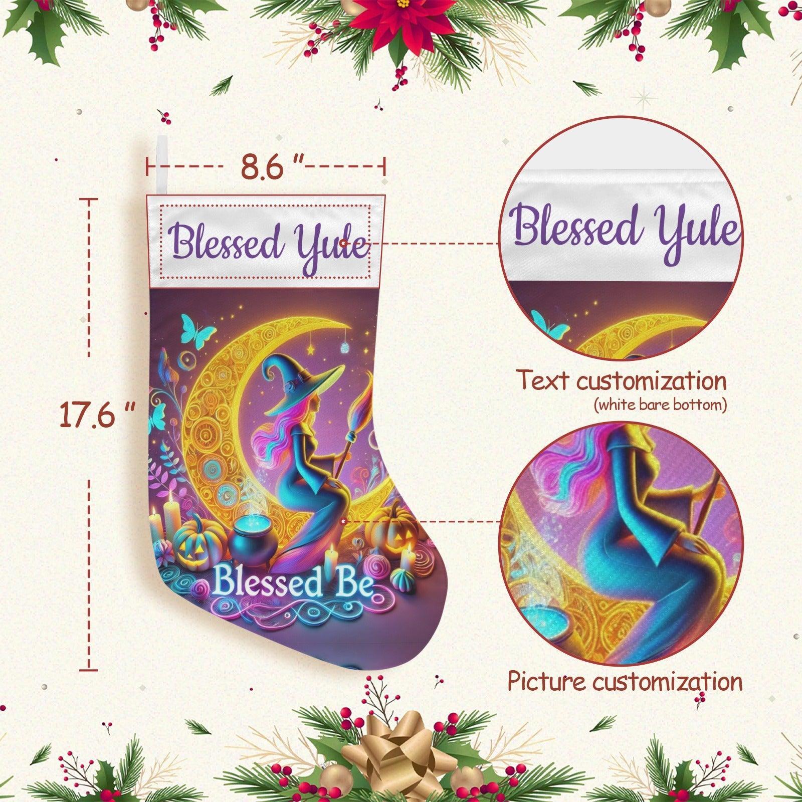 Moon Witch Christmas Stocking for Yule Decorations-MoonChildWorld