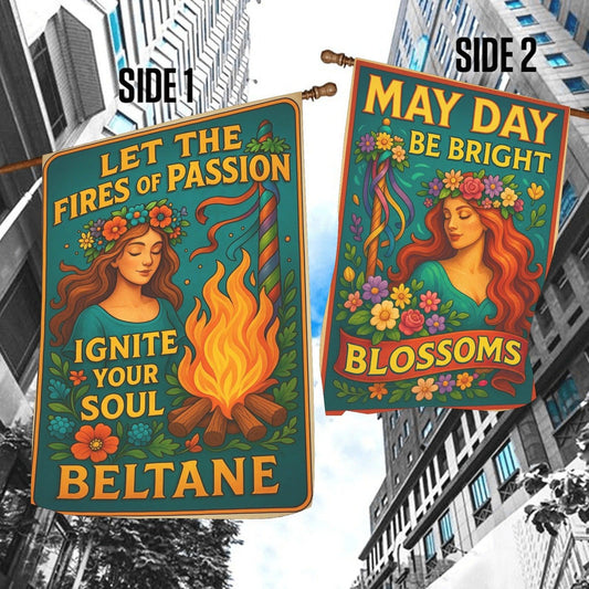 Wiccan Beltane Sabbat Garden Flag and House Flag for Pagan Home Decor