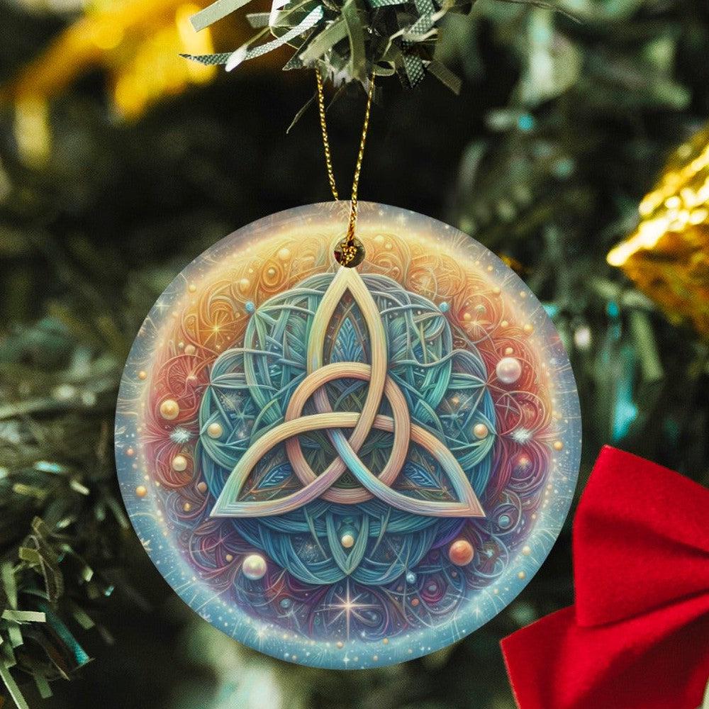 Celtic Triquetra Ceramic Christmas Ornament for Yule Tree Decorations-MoonChildWorld