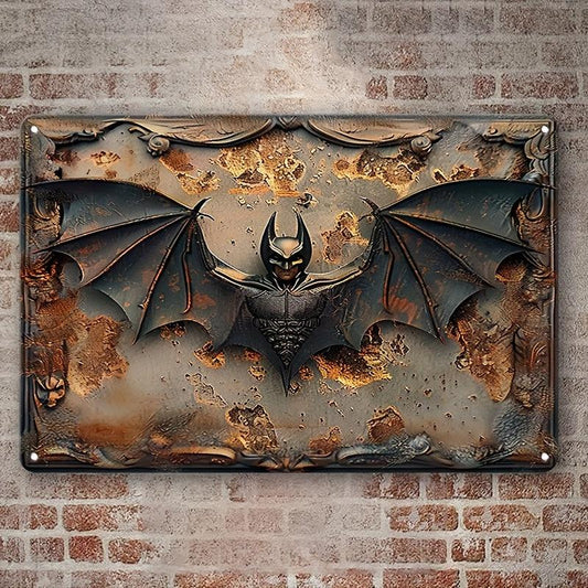 Gothic Bat Wall Sign Halloween Bat Metal Tin Sign