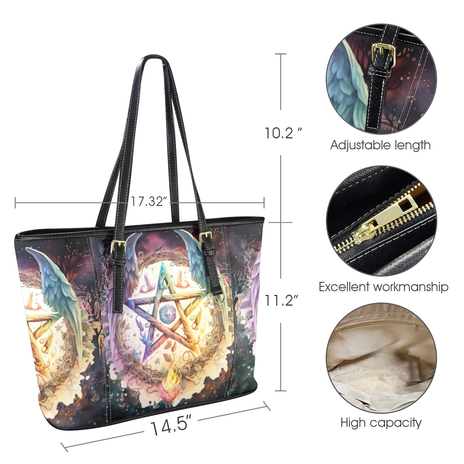 Magic Pentagram Pagan Tote Bag-MoonChildWorld