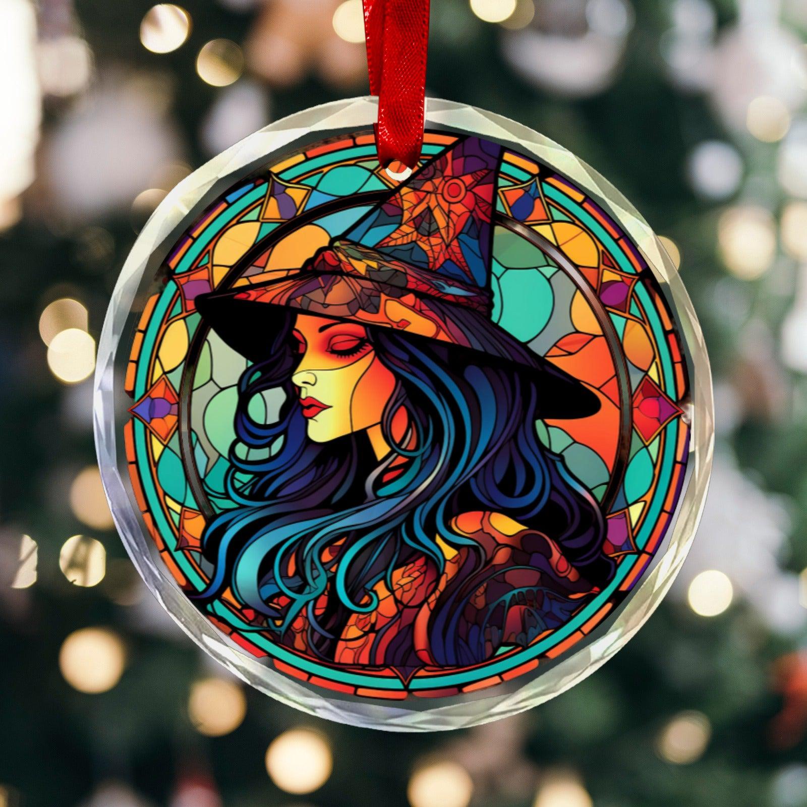 Occult Witch Glass Christmas Ornament-MoonChildWorld