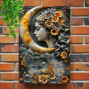 Goddess Moon Metal Sign Celestial Wall Decor