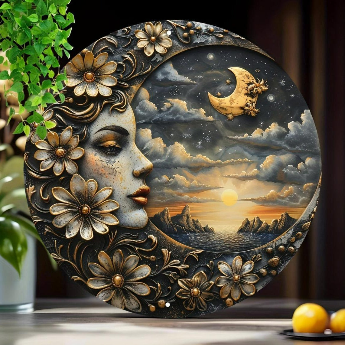 Moon Goddess Metal Sign Moon Wall Decor-MoonChildWorld