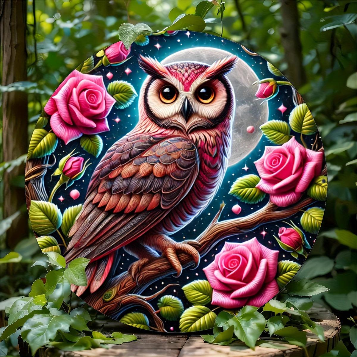 Valentine's Day Owl Metal Sign Rustic Wall Decor-MoonChildWorld