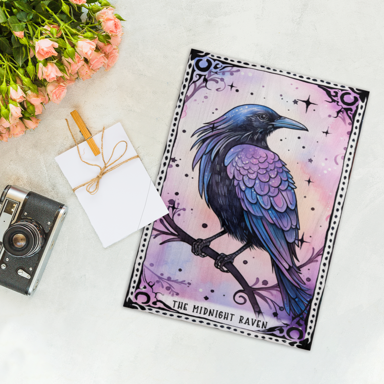 Pastel Halloween Wood Print Witchy Tarot Card Art-MoonChildWorld