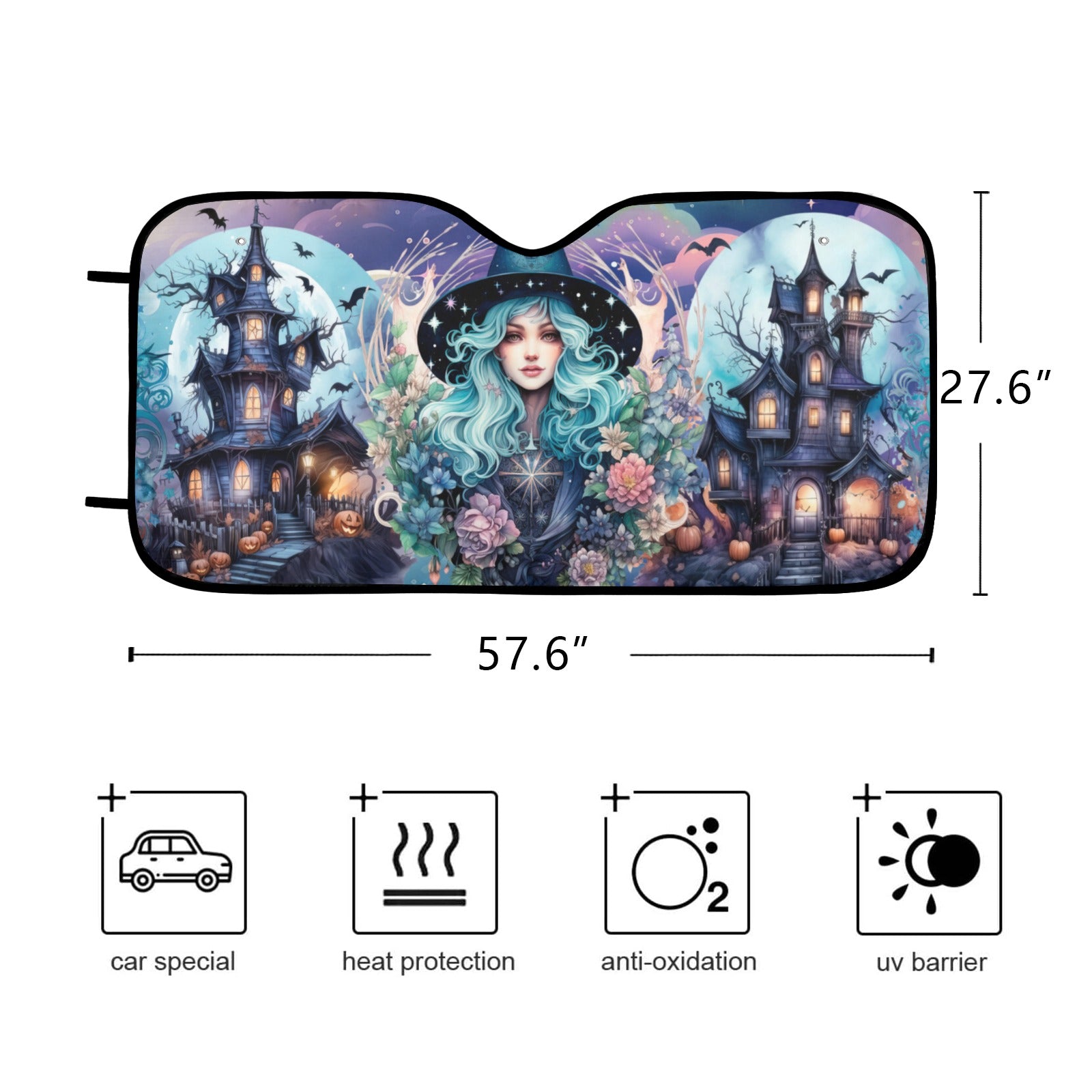 Witch Halloween Gothic Car Sun Shade-MoonChildWorld