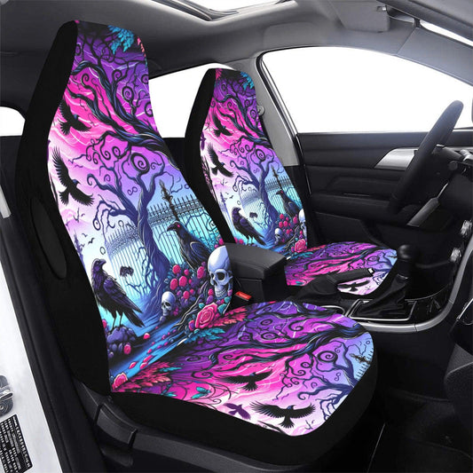 Halloween Skulls Black ravens Gothic Car Seat Covers