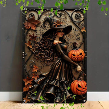 Witch Pumpkin Halloween Metal Sign Spooky Home Decor-MoonChildWorld