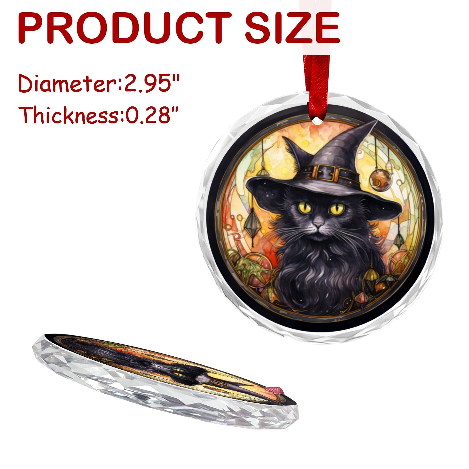 Black Cat Witchy Glass Christmas Ornament-MoonChildWorld