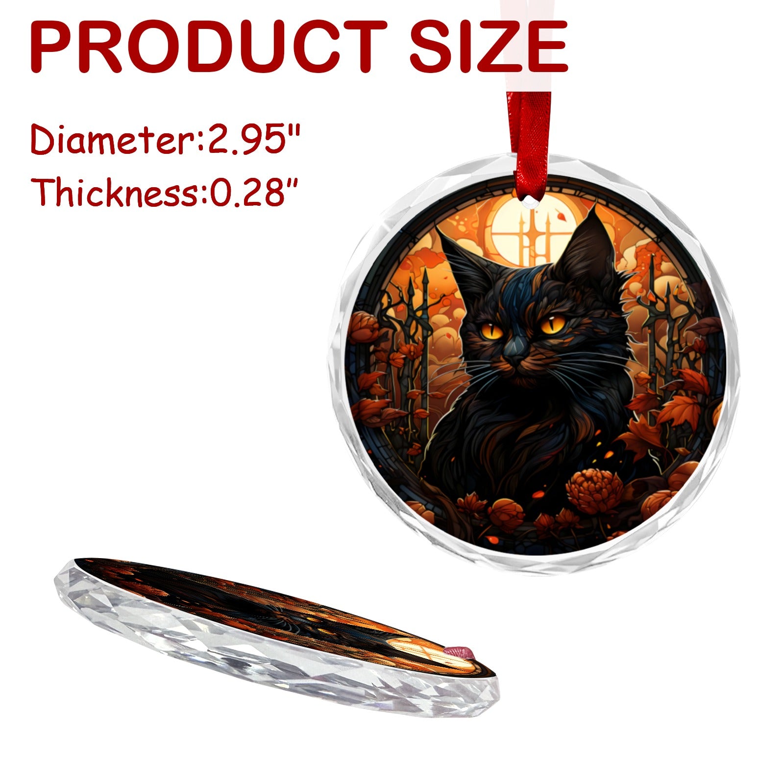 Black Cat Gothic Glass Christmas Ornament-MoonChildWorld