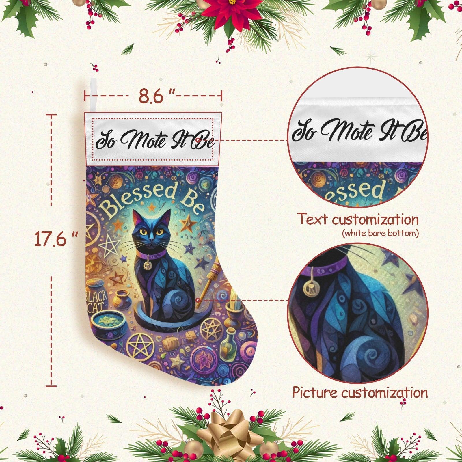 Wicca Yule Black Cat Witchy Christmas Stocking for Yule Decorations-MoonChildWorld