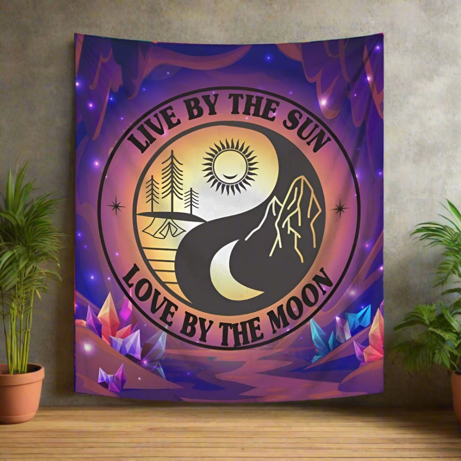 Wicca Sun Moon Tapestry Celestial Wall Hanging-MoonChildWorld