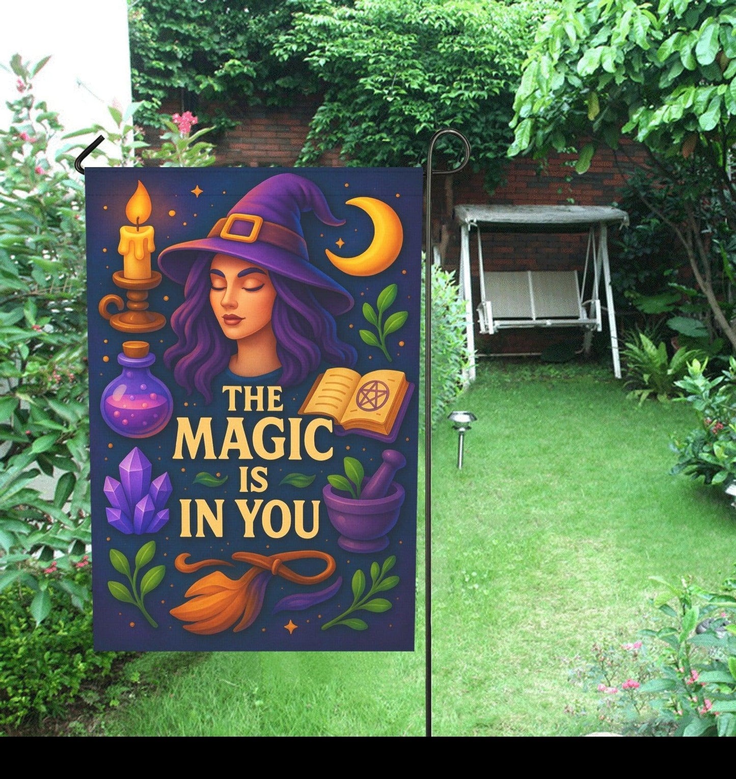 A Witch's Realm Wicca Garden Flag & House Flag for Wiccan Pagan Home Decor-MoonChildWorld