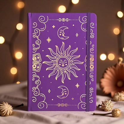 A5 Dot Grid Notebook Celestial Sun and Moon Hardcover Journal for Wiccan Pagan-MoonChildWorld