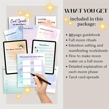 A5 Moon Manifesting Journal - Wicca Notebook Tarot Card Spreads, Full Moon Ritual, Planner Diary-MoonChildWorld