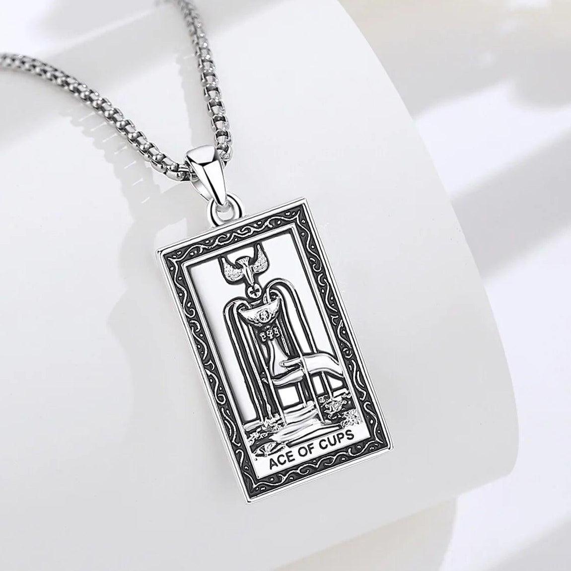 Ace of Cups Tarot Cards Necklace Major Arcana Divination Pendant Witch Jewelry-MoonChildWorld