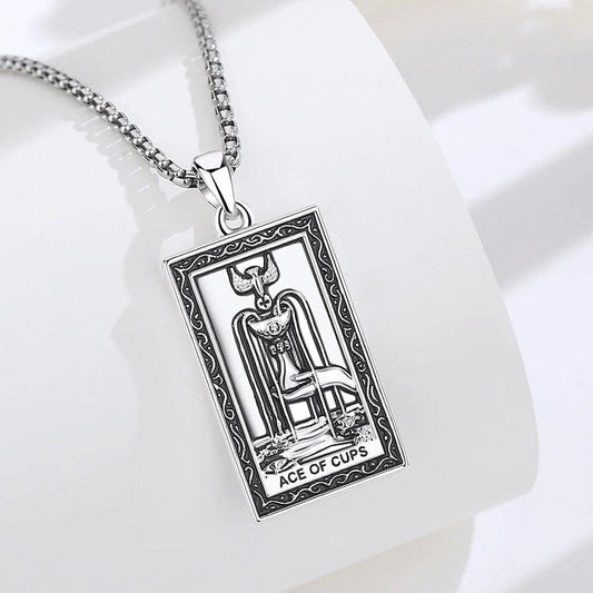 Ace of Cups Tarot Cards Necklace Major Arcana Divination Pendant Witch Jewelry-MoonChildWorld