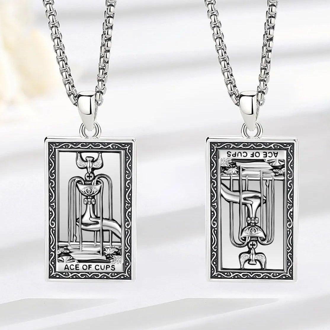Ace of Cups Tarot Cards Necklace Major Arcana Divination Pendant Witch Jewelry-MoonChildWorld