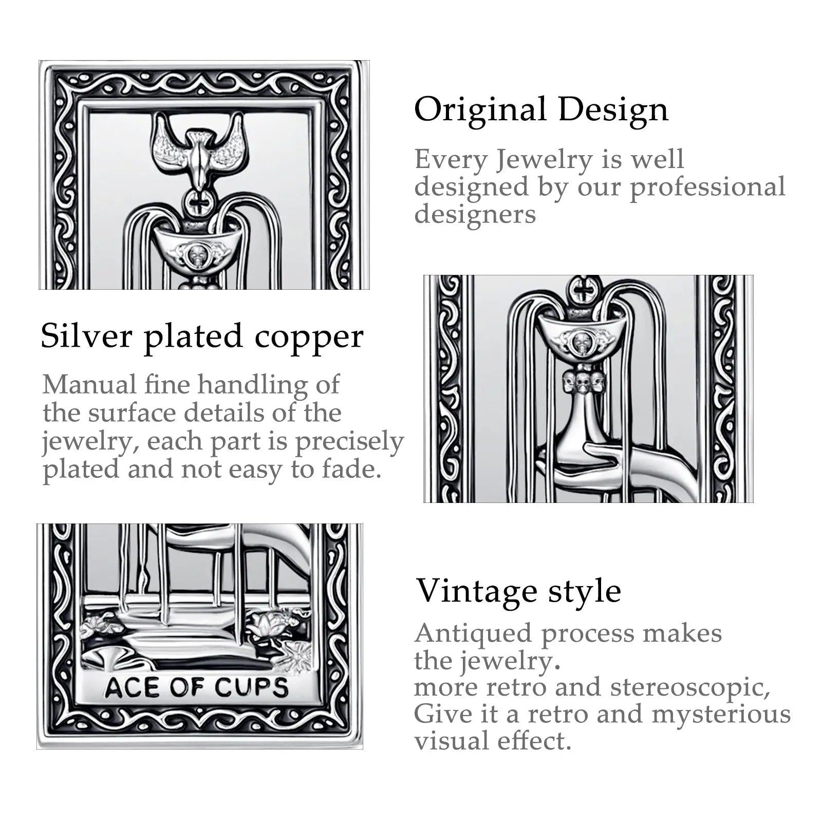 Ace of Cups Tarot Cards Necklace Major Arcana Divination Pendant Witch Jewelry-MoonChildWorld