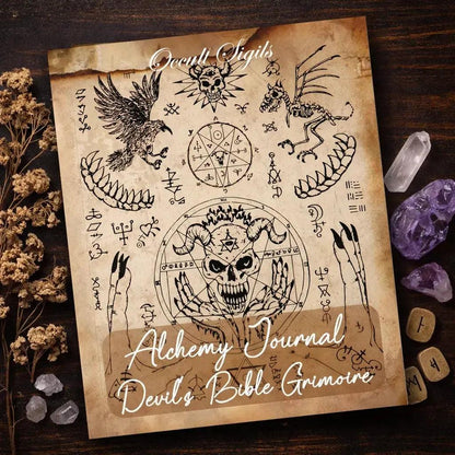Alchemy Journal Devils Bible Grimoire Astrology Guide Learn About Natal Charts Zodiac Signs and Planets Astrology-MoonChildWorld