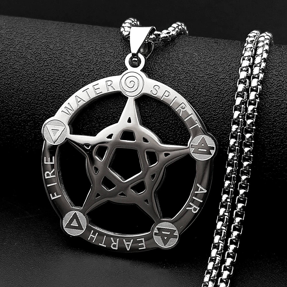 Alchemy Pentagram Five Elements Necklace Wicca Talisman-MoonChildWorld