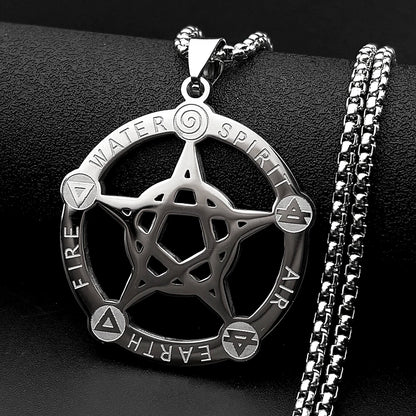 Alchemy Pentagram Five Elements Necklace Wicca Talisman-MoonChildWorld
