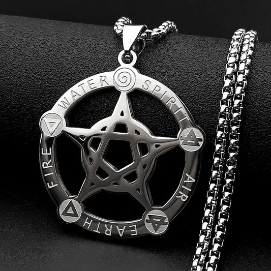 Alchemy Pentagram Five Elements Necklace Wicca Talisman-MoonChildWorld